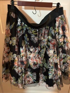 Torrid Black Floral Chiffon skater Skirt